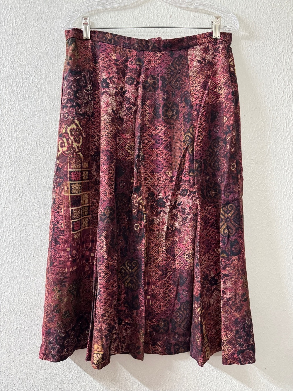 Koret Maroon Multi-Patterned A-Line Skirt Size 12P